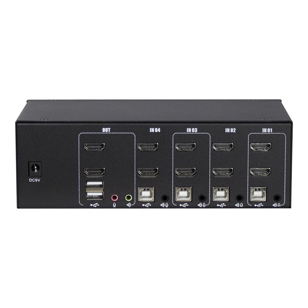 KVM Switch Inter-Tech AS-42HA, 4 kompjuterë, Dual HDMI, USB, Audio 3.5mm, 4K 30Hz - Zezë - 2