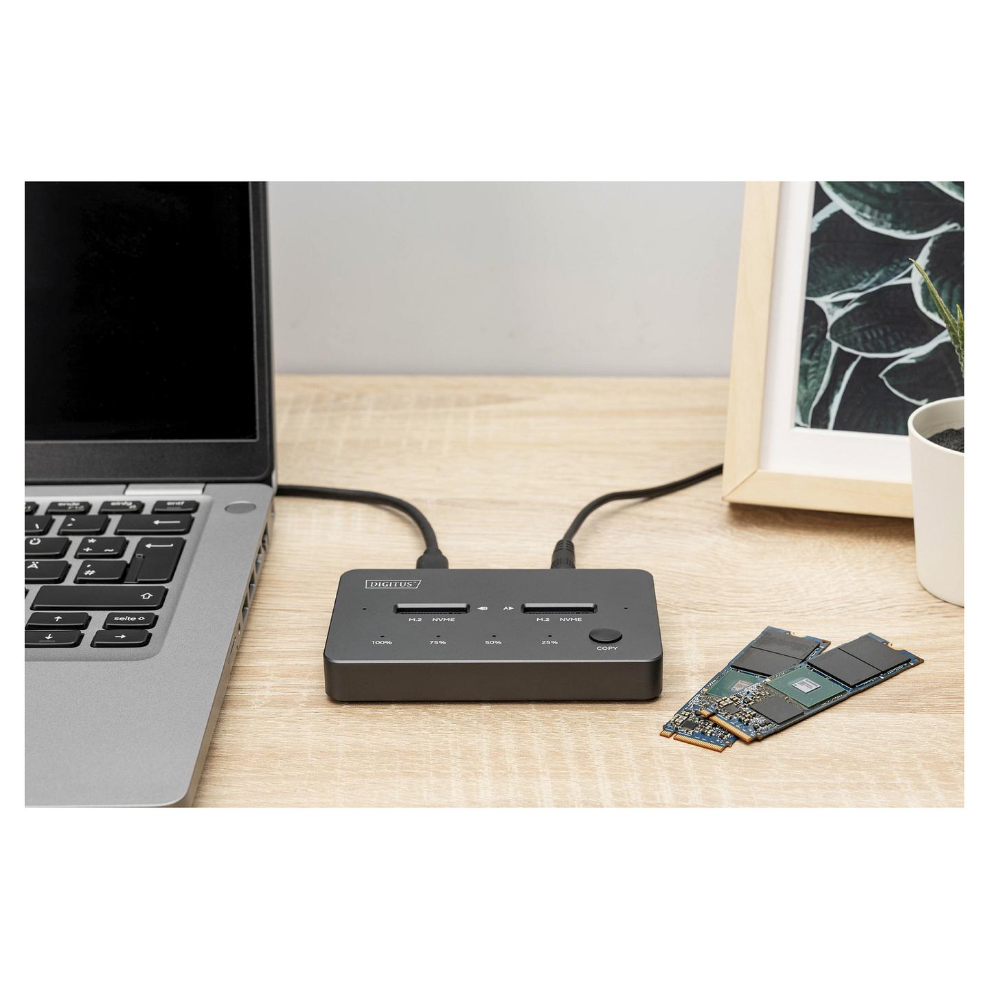 Docking Station DIGITUS DA-71545-1, për 2x SSD M.2 NVMe, USB 3.2 Gen 2, 10 Gbps, Offline Clone - Zezë - 4