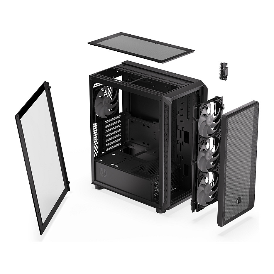 Kasë PC ENDORFY Arx 500 ARGB / ATX / ITX / Micro ATX / 4x 140mm ARGB Fan / SSD 2.5" / HDD 2.5"/3.5" - Zezë - 30