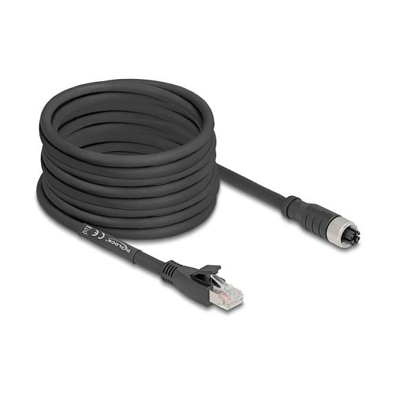 Kabllo për Rrjet DeLOCK 80595 / Cat 5e / S/FTP / M12 X-coded 8-pin Femër → RJ-45 Mashkull / 10m - Zezë - 2