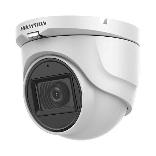 Kamerë Sigurie Analog HD CCTV Hikvision DS-2CE76H0T-ITMFS, 5MP, 2.8mm, 85.5°, Smart IR 30m, Audio, 4-në-1 TVI/AHD/CVI/CVBS, DWDR, IP67 - Bardhë