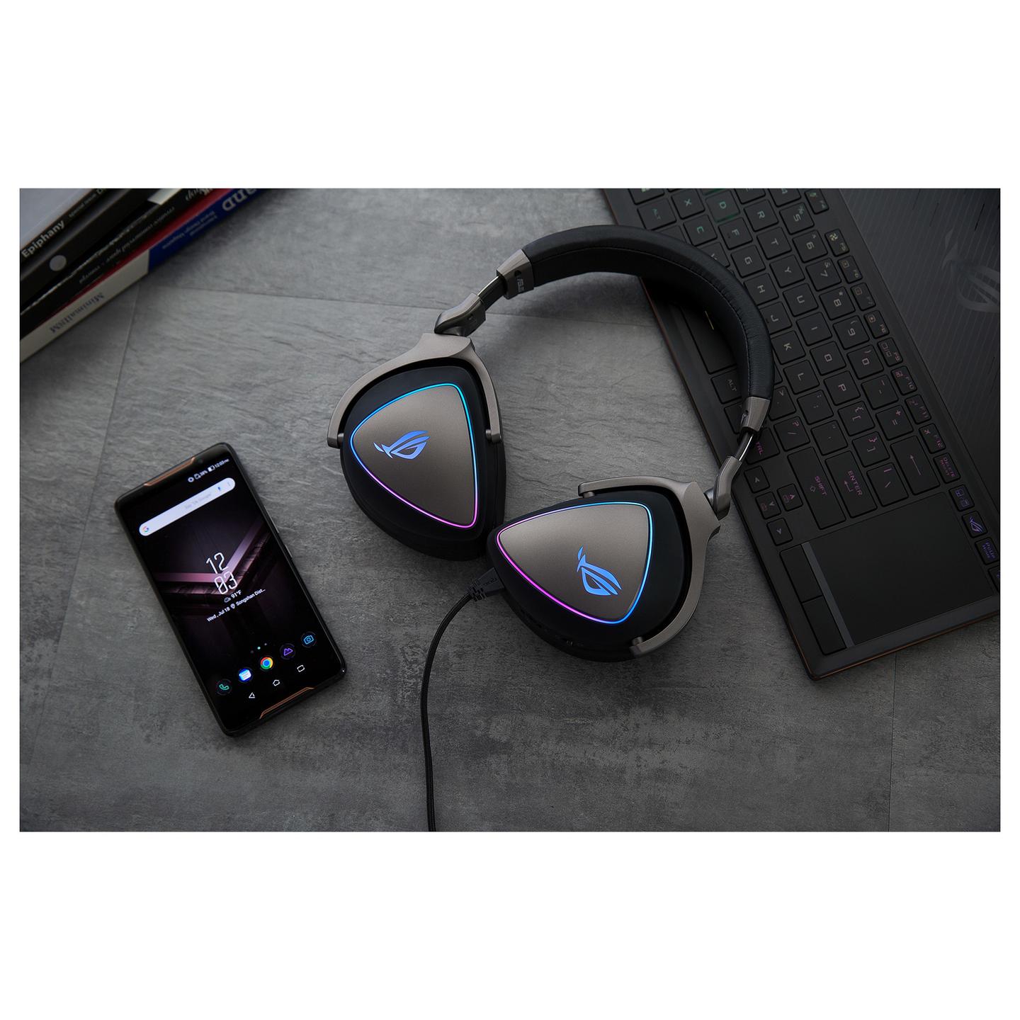 Kufje Gaming ASUS ROG Delta / USB-C / USB-A / 50mm / Hi-Res ESS Quad-DAC / RGB - Zezë - 7