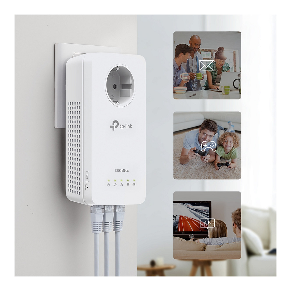 Power-LAN TP-Link TL-WPA8631P AV1300 Kit with AC1200 Wi-Fi / Gigabit Ethernet / and Pass-Through Socket - 3