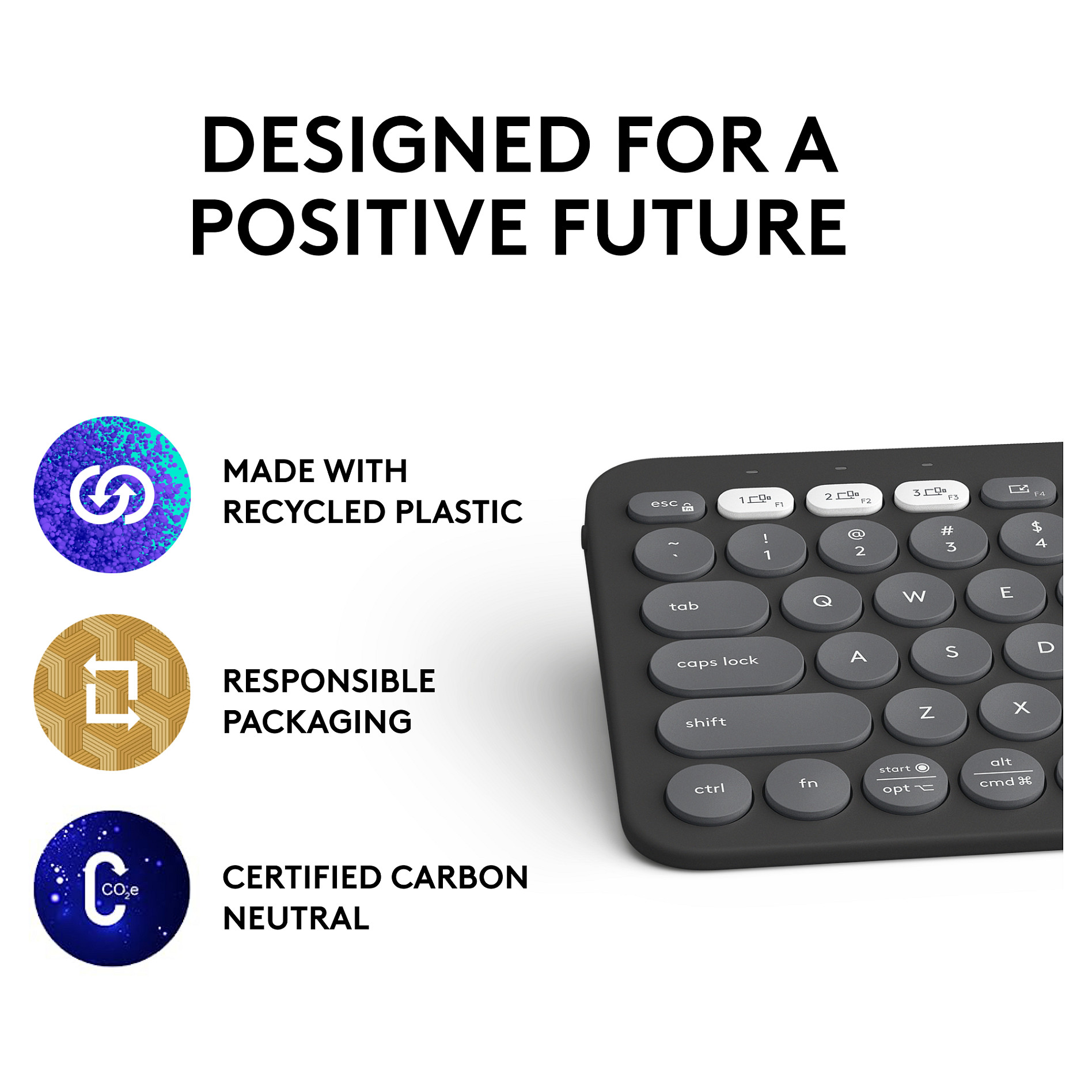 Tastierë Pa kabllo Logitech Pebble Keys 2 K380s / Kompakte / Scissor Switch / Bluetooth / 3 Pajisje / Easy-Switch / QWERTY US - Grafit - 16