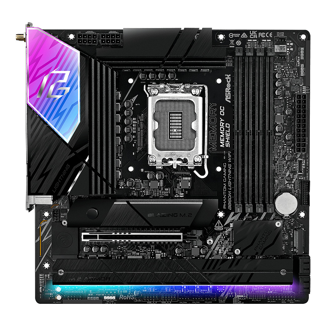 Pllakë Amë ASRock B860M Lightning WiFi / Intel LGA1851 / B860 / DDR5 / Micro-ATX / Wi-Fi 6E / 2.5GbE LAN - 3
