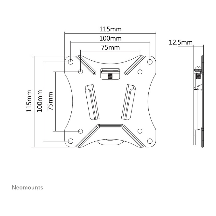 Mbajtëse për TV Neomounts NM-W25BLACK / 10"-30" / 25kg / VESA 75x75-100x100 / Fikse / Mur - Zezë - 8