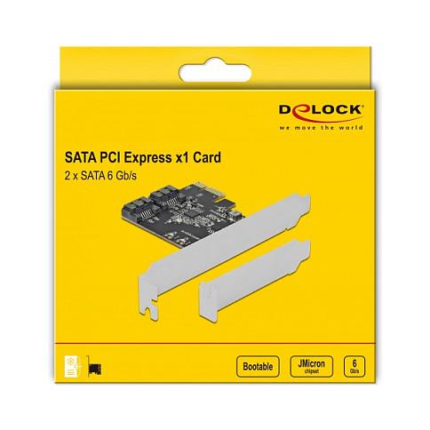 Kartë Zgjerimi PCI Express Delock 90431 / PCIe 3.0 x1 / 2x SATA 6Gbps / JMicron JMB582 / Low Profile - 5