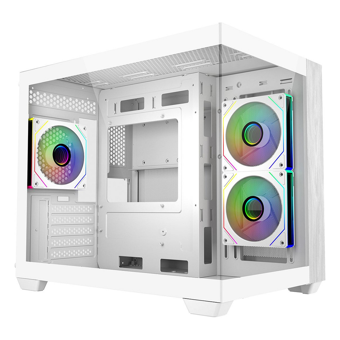 Kasë PC Cooler Master Elite 481 Wood / Mini Tower / Micro-ATX + Mini-ITX / 2x 120mm + 1x 120mm ARGB Fan / Tempered Glass + Wood - Bardhë