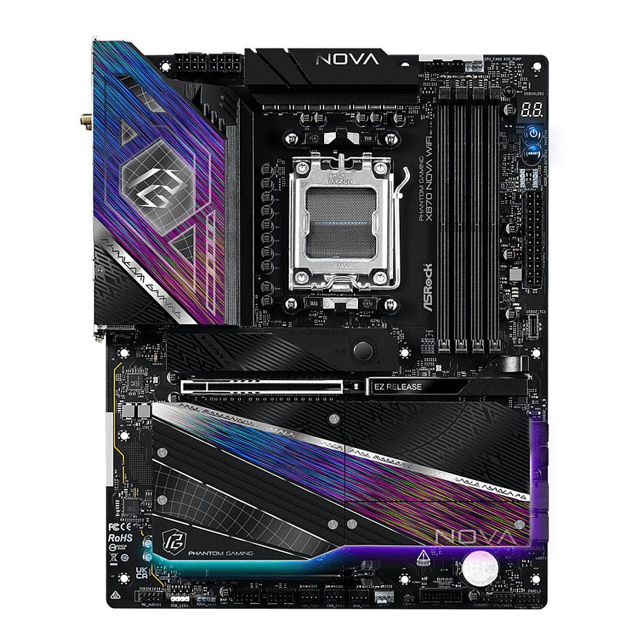 Pllakë Amë ASRock X870 NOVA WIFI / AMD AM5 / X870 / DDR5 / ATX / Wi-Fi 7 / 5GbE LAN - 2
