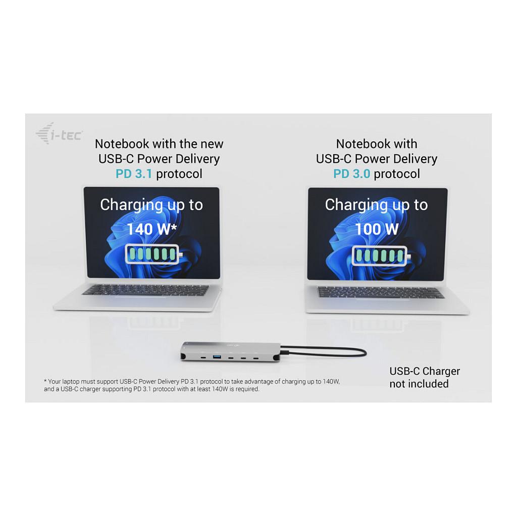 Docking Station i-tec C31NANOTRIPLEDOCKPD, USB-C, 2x HDMI, PD 140W, USB, LAN - Hiri - 10