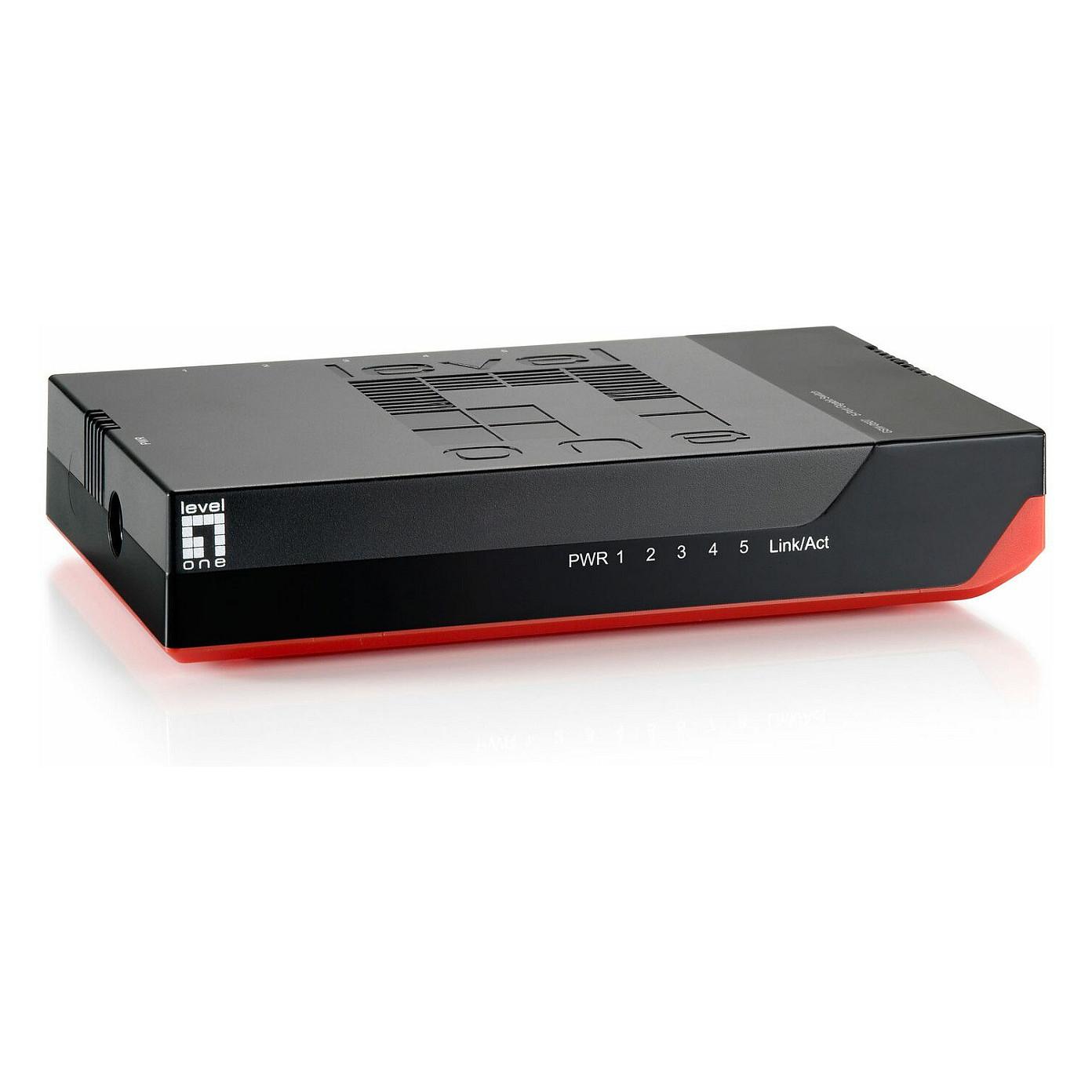 Switch LevelOne GSW-0507, 5× Gigabit Ethernet RJ45, Unmanaged, 10Gbps – Zezë/Kuqe - 2