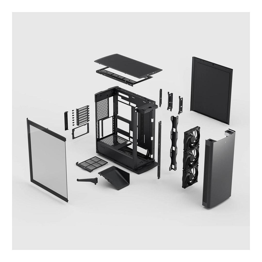 Kasë Fractal Design Define One, Mid-Tower, ATX, Xham i Temperuar, 3x Momentum 14, USB Type-C 20Gbps - Zezë - 5