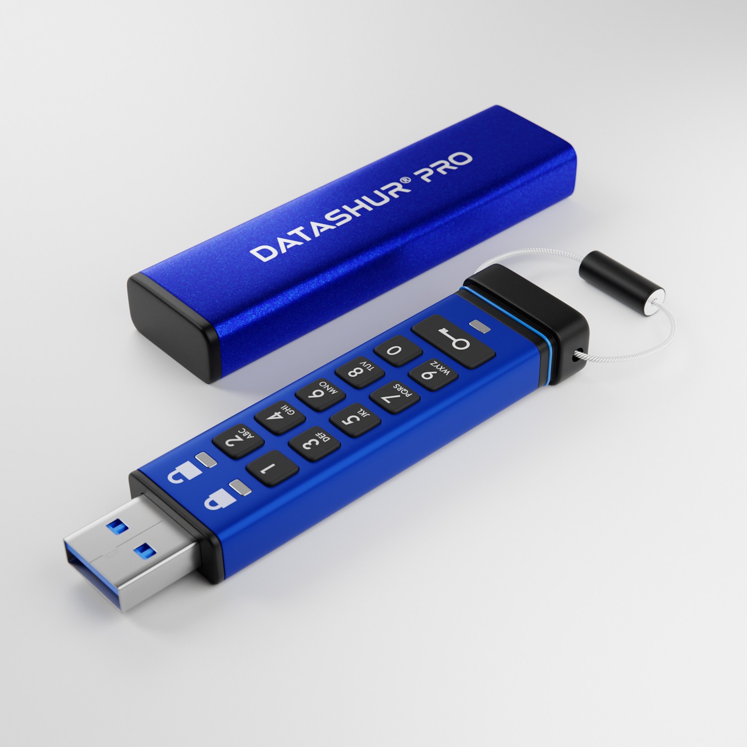 USB Flash Drive iStorage datAshur Pro / 8GB / USB Type-A / USB 3.2 Gen 1 - Blu
