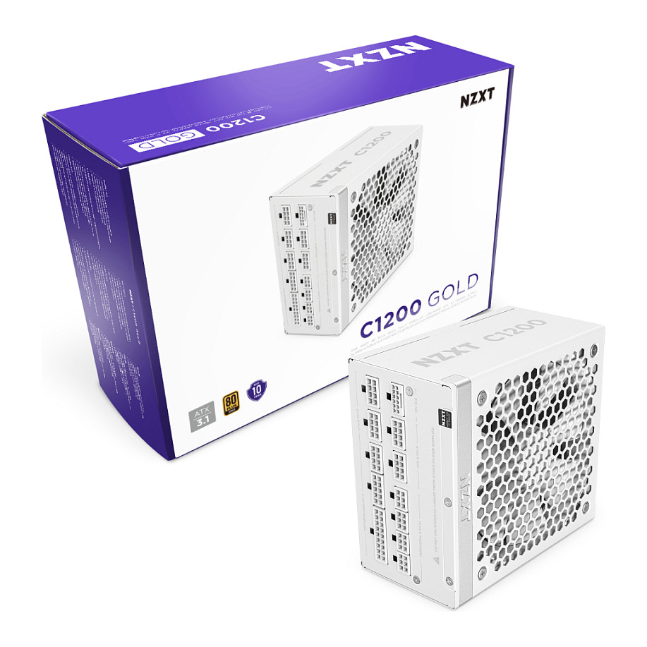 Furnizues Energjie NZXT C1200 Gold / 1200W / ATX 3.1 / 80 PLUS Gold / 24-pin ATX / Aktiv / Fully Modular - Bardhë - 12