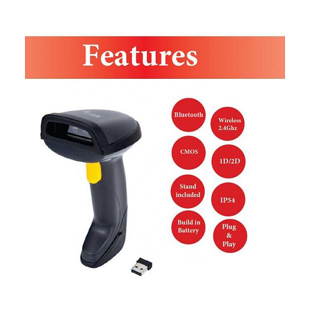 Skaner Barkodesh Equip 351029 / 1D/2D / CMOS / Wireless 2.4GHz + Bluetooth / Me Bazë - Zezë - 10