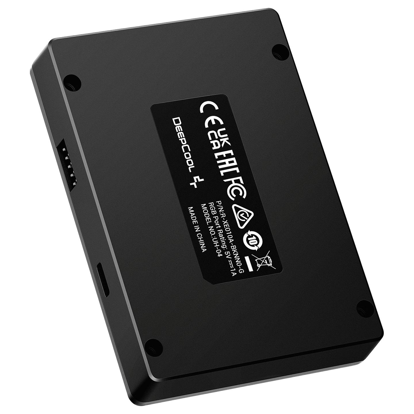 Hub USB i Brendshëm DeepCool UH-04, 1x USB 2.0 9-pin në 4x USB 2.0 9-pin, Furnizim me Energji USB-C, Montim Magnetik dhe me Vida – Zezë - 2