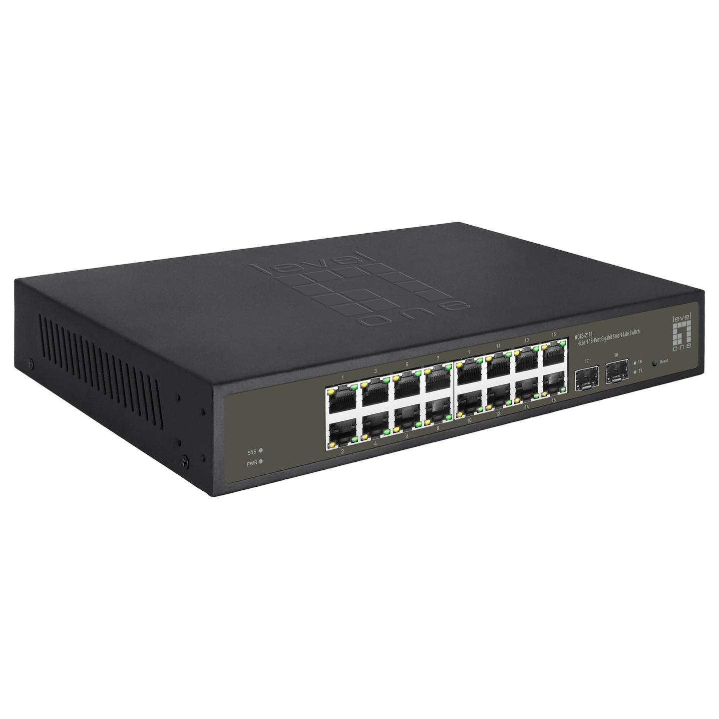 Switch LevelOne GES-2118, 16x Gigabit RJ45, 2x Gigabit SFP, Layer 2, Switching Capacity 36Gbps, VLAN, QoS, Fanless, Rackmount 19" - Zezë - 4