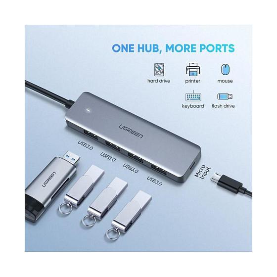 Hub USB-C UGREEN 70336, 4x USB-A 3.0, 5Gbps, 15cm - Argjend - 2