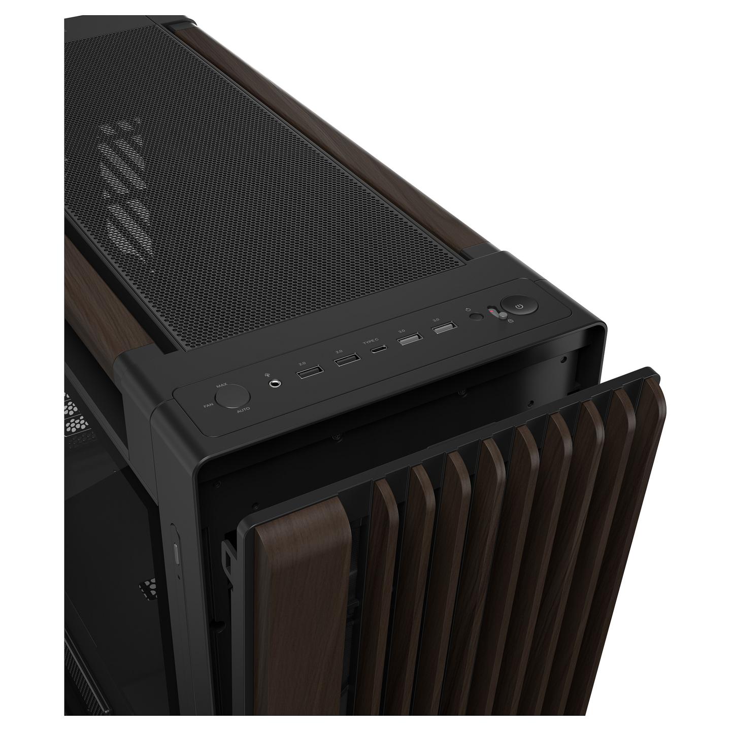 Kasë ASUS ProArt PA602 Wood Edition, Midi Tower, E-ATX, ATX, 3x Ventilatorë, USB Type-C, Tempered Glass - Zezë - 10