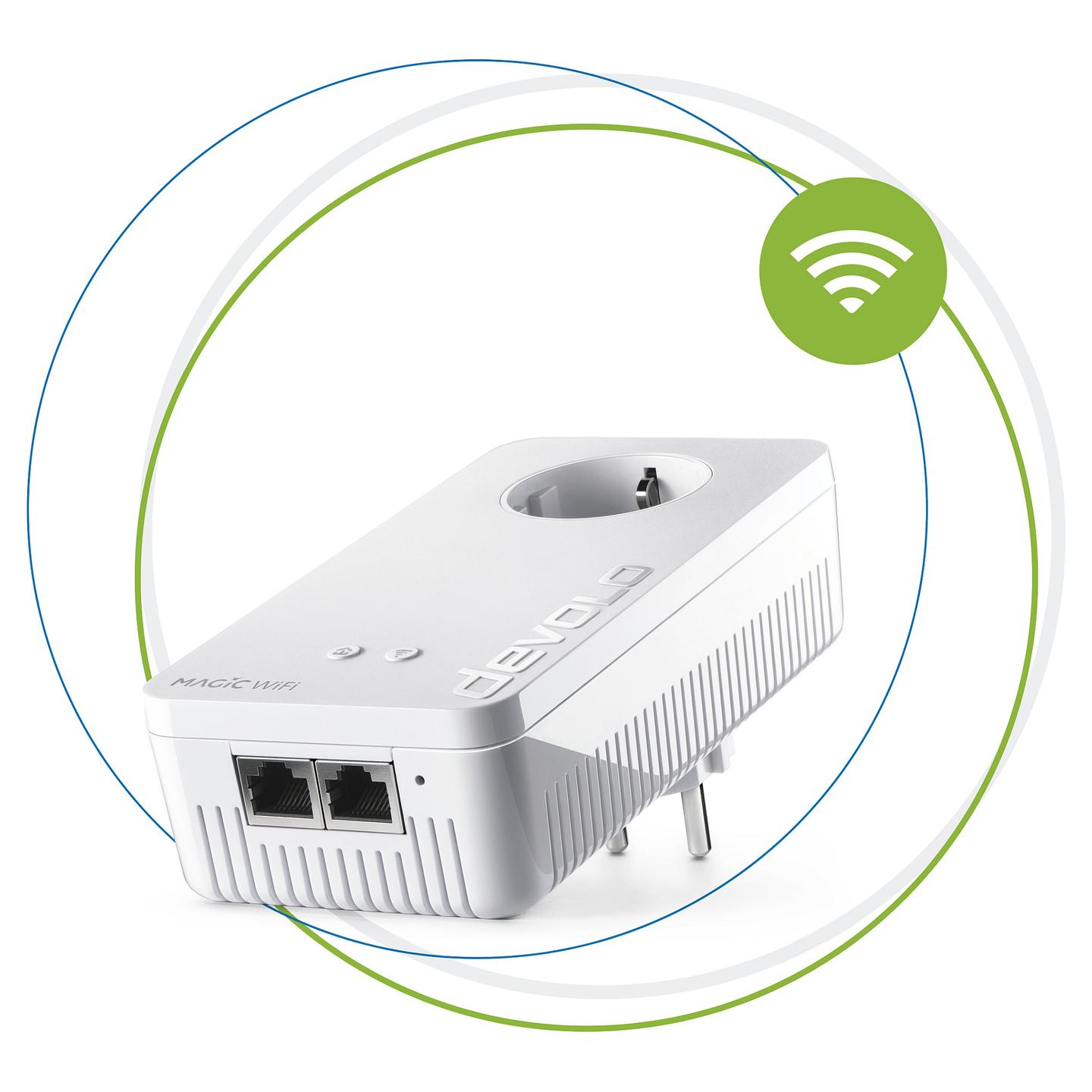 Power-LAN devolo Magic 2 WiFi next Single, 2400Mbps, G.hn, Wi-Fi 5, 2× Gigabit Ethernet, 10/100/1000Mbps, Mesh, MIMO - Bardhë - 2
