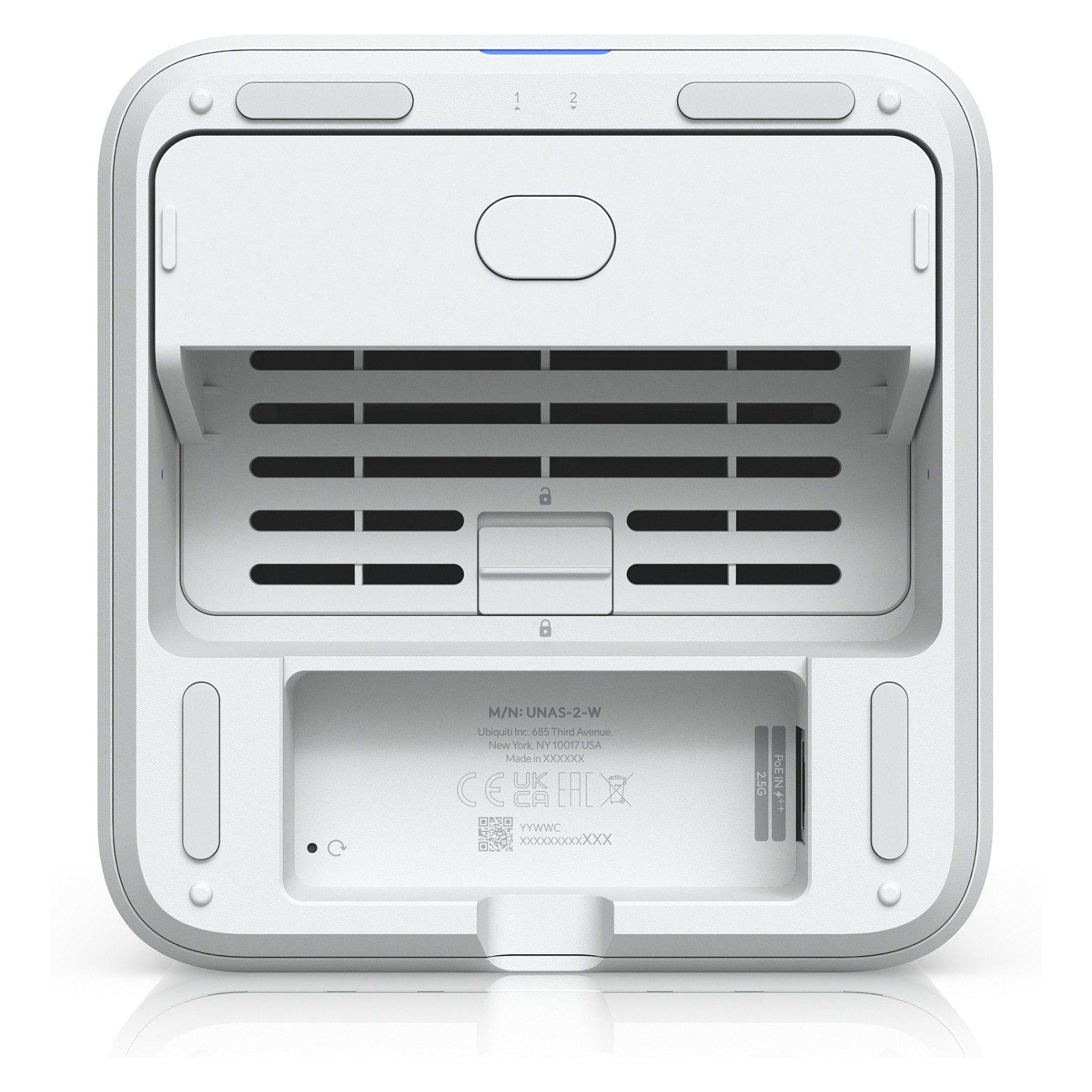 Ubiquiti UniFi UNAS-2-W – 2-Bay NAS, 2x SATA HDD, RAID 1, 2.5GbE, USB-C, PoE++, UniFi Drive Private Cloud - 6