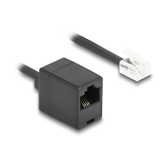 Kabllo për Rrjet DeLOCK 90119, Kabllo telefonike spirale, RJ11 në RJ45, 10 m - Zezë