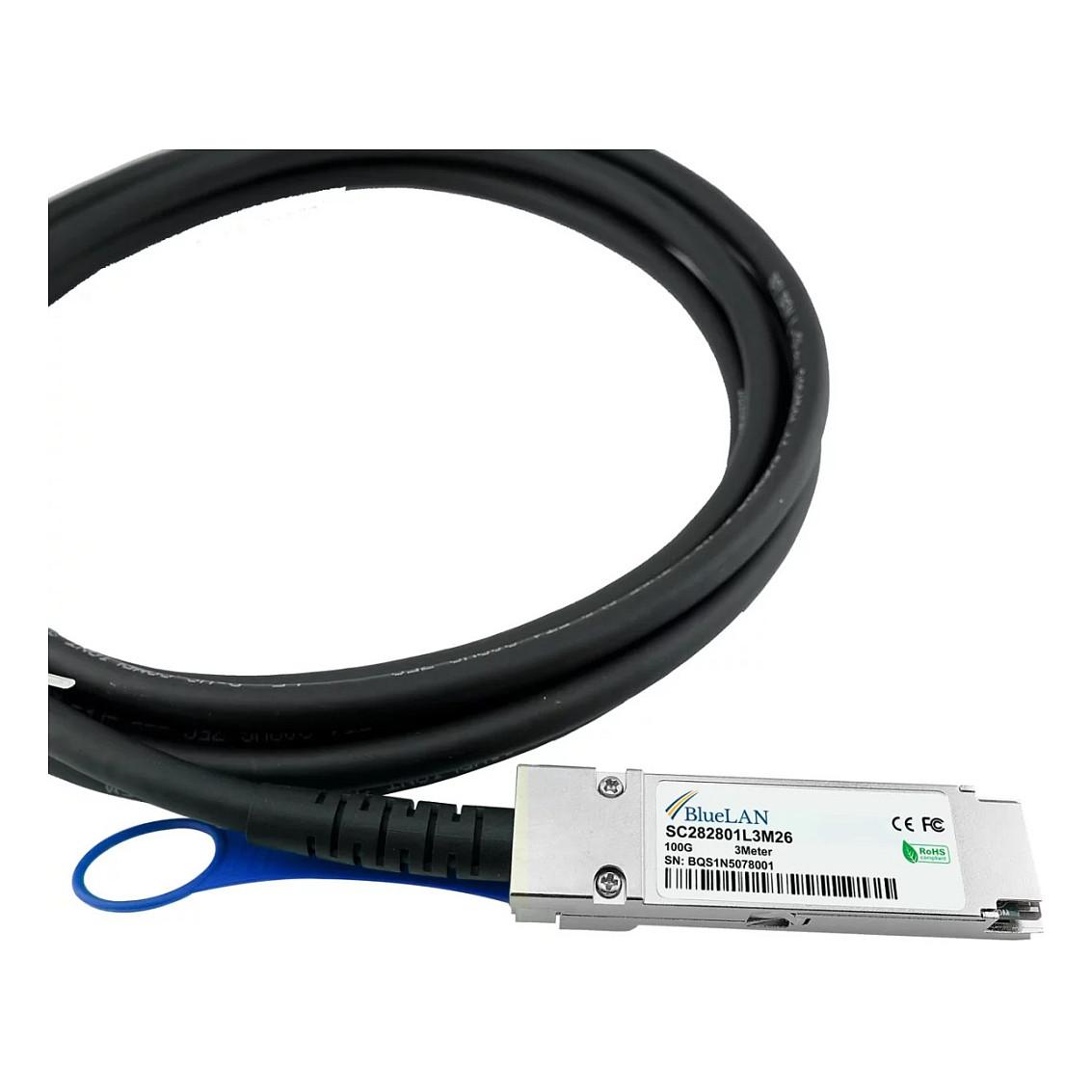 Kabllo për Rrjet BlueOptics QSFP28-DAC-1M-SS-BL, 100 Gbps, QSFP28 në QSFP28, DAC, 1 m - Zezë - 2
