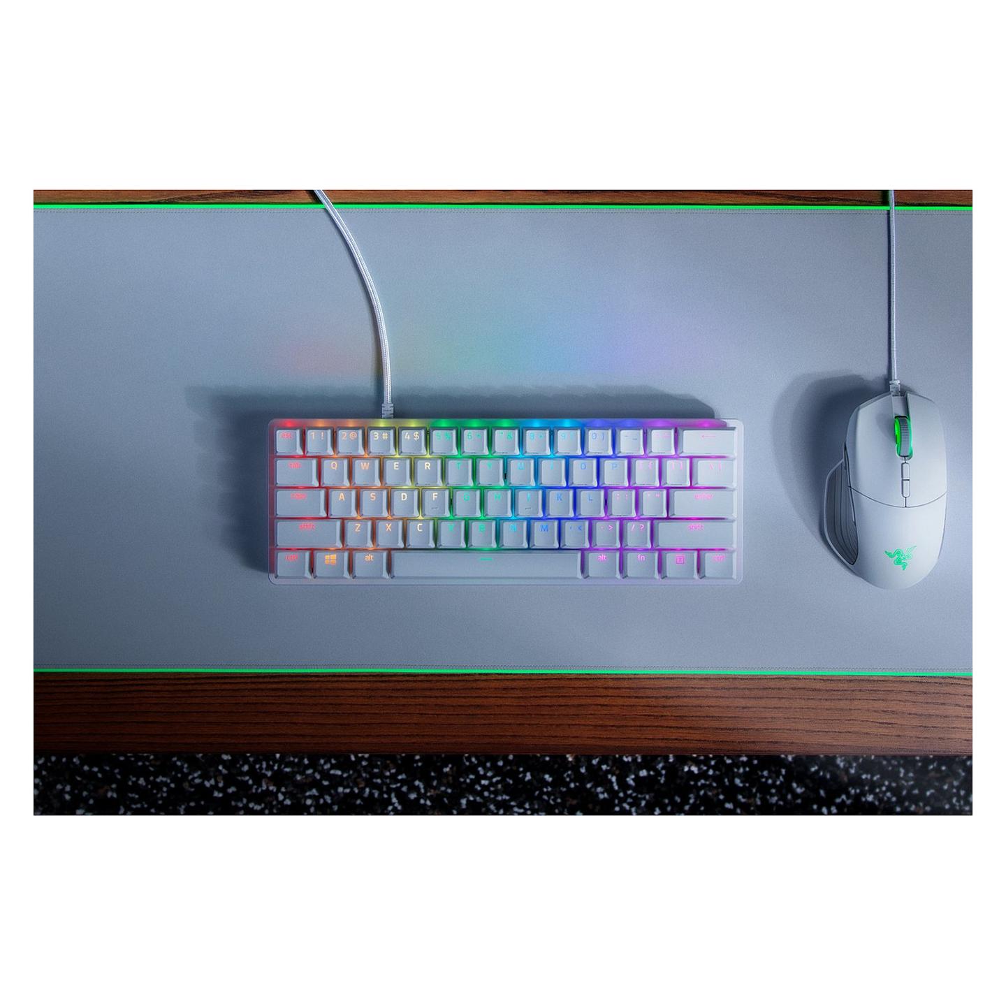 Tastierë Gaming Razer Huntsman Mini, Wired, 60%, Optical Switch, RGB Chroma, USB-C, PBT Doubleshot - Bardhë - 3