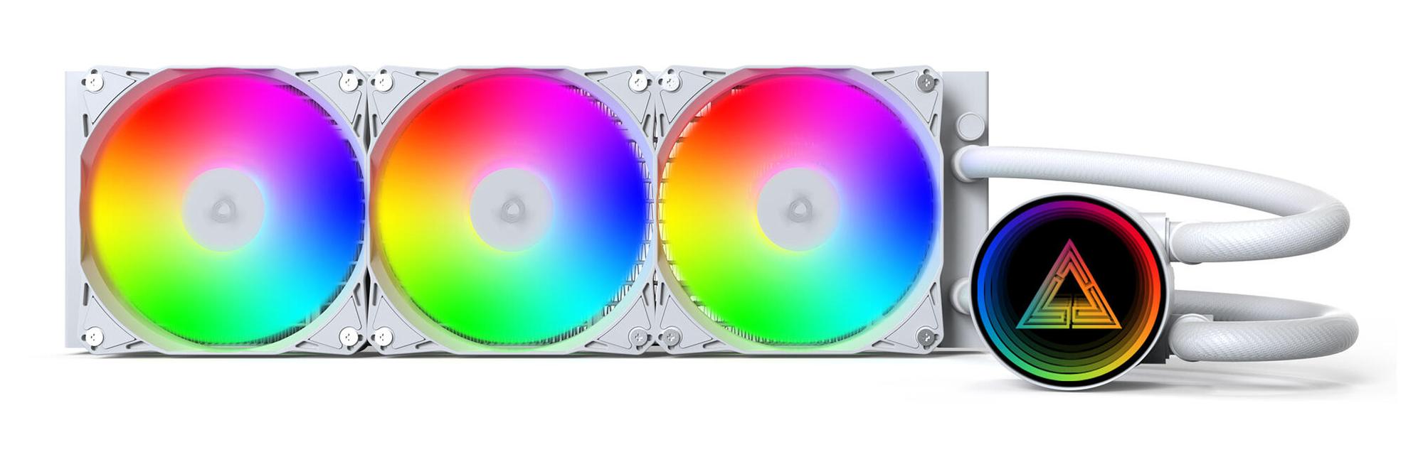 Ftohës me ujë për procesor Montech LightFlow ARGB 360 / 360mm / 3x 120mm ARGB Fan / 600-2000 RPM – Bardhë - 2