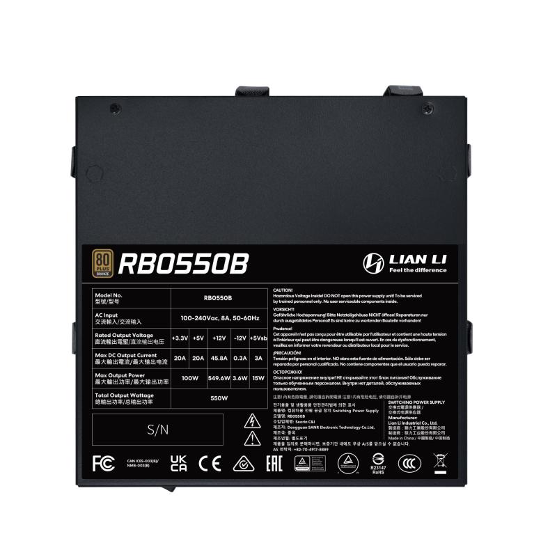 Furnizues Energjie Lian Li RB0550B.B / 550W / ATX / 80 PLUS Bronze / Semi-Modular - Zezë