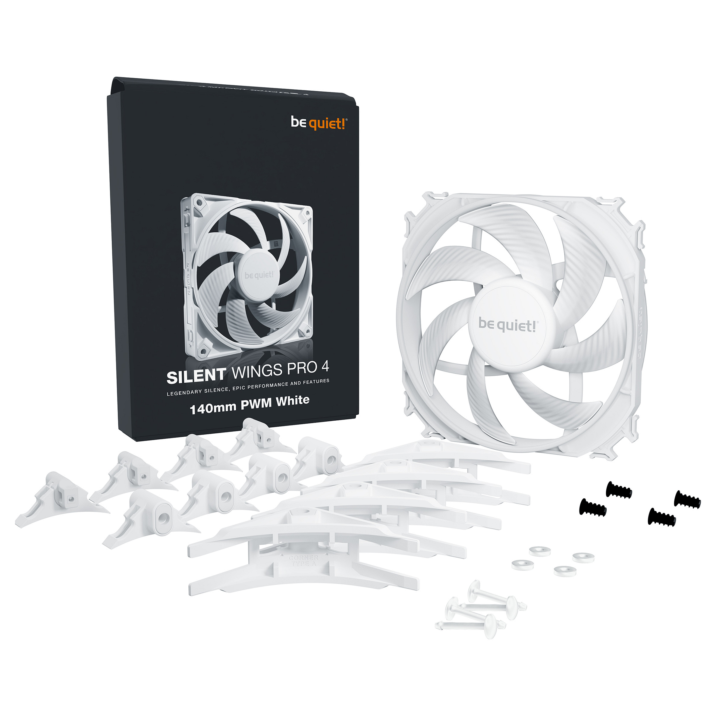 Ftohës për Kasë be quiet! Silent Wings Pro 4 / 140mm / 2400 RPM / PWM – Bardhë - 5
