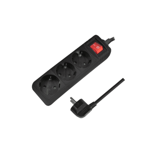 Kabllo për Furnizim me Energji LogiLink LPS206B / Shirit me 3 Priza + Ndërprerës / 1.4 m - Zezë