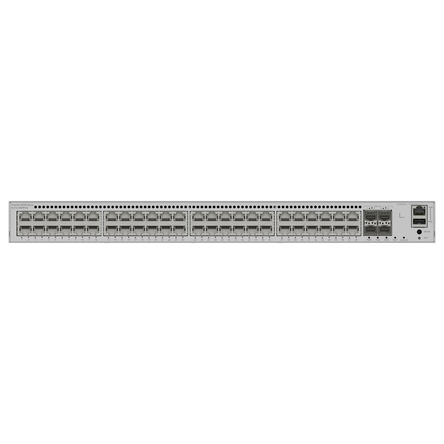 Switch Huawei eKitEngine S310-48HP4X, 48x Gigabit Ethernet RJ45 PoE+, 4x 10G SFP+, PoE 846W, 176Gbps, Layer 2 Managed, Rack 1U - Hiri - 2