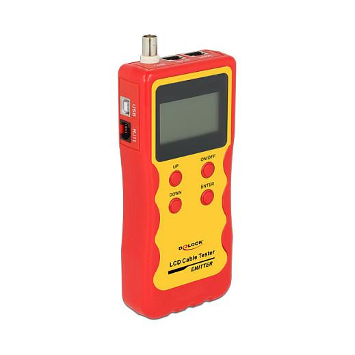 Tester Kabllosh DeLOCK 86108 / RJ45 / RJ12 / BNC / USB / LCD - Kuqe