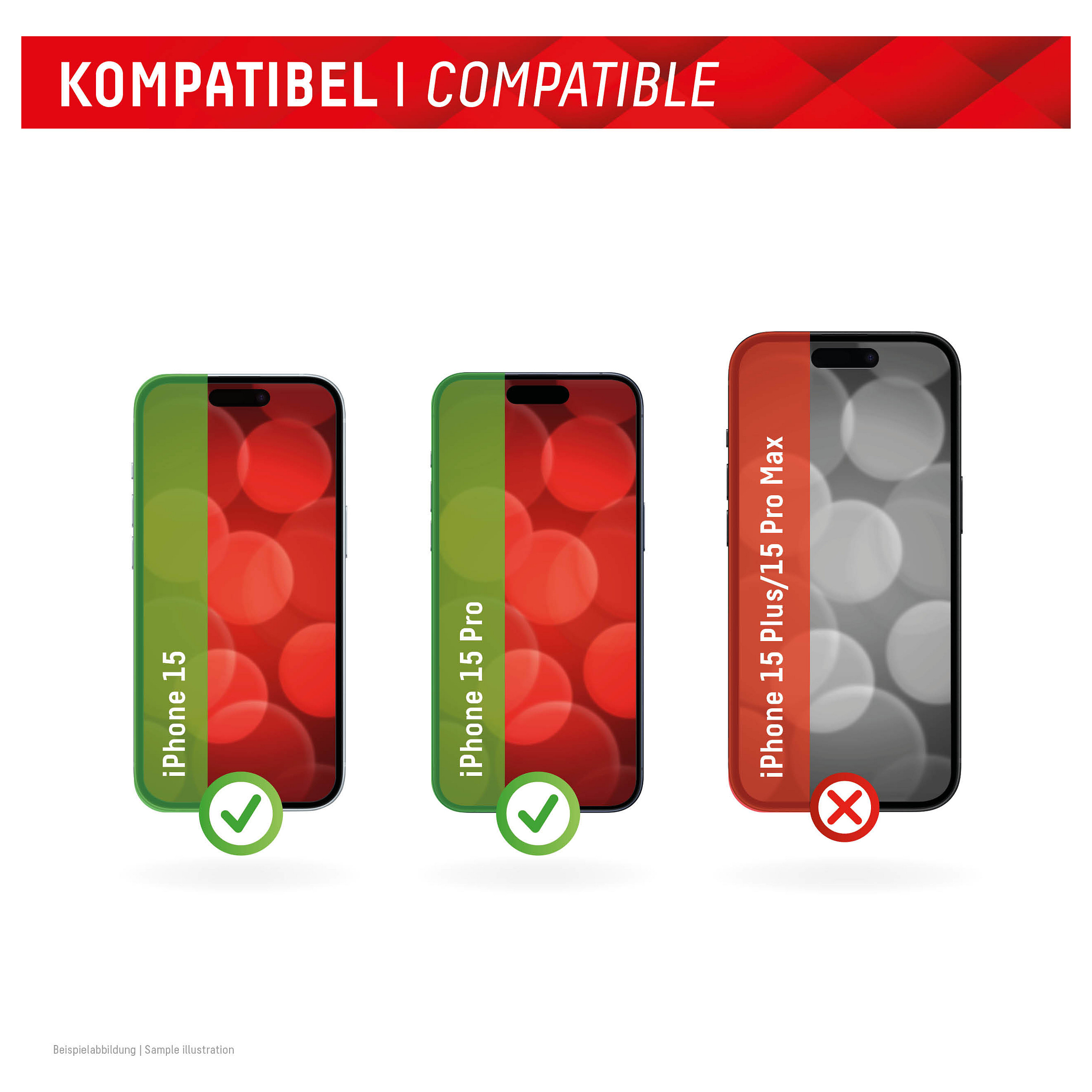 Mbrojtëse për ekran Displex 01842 / iPhone 15 / iPhone 15 Pro / Xham i Temperuar 10H – Transparente - 6