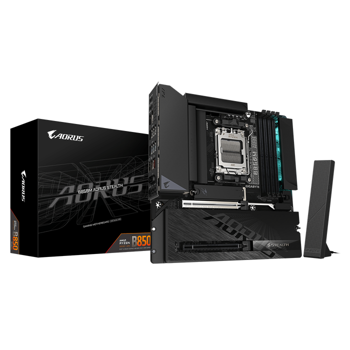 Pllakë Amë Gigabyte B850M AORUS STEALTH / AMD AM5 / B850 / DDR5 / Micro-ATX / Wi-Fi 7 / 5GbE LAN - 3