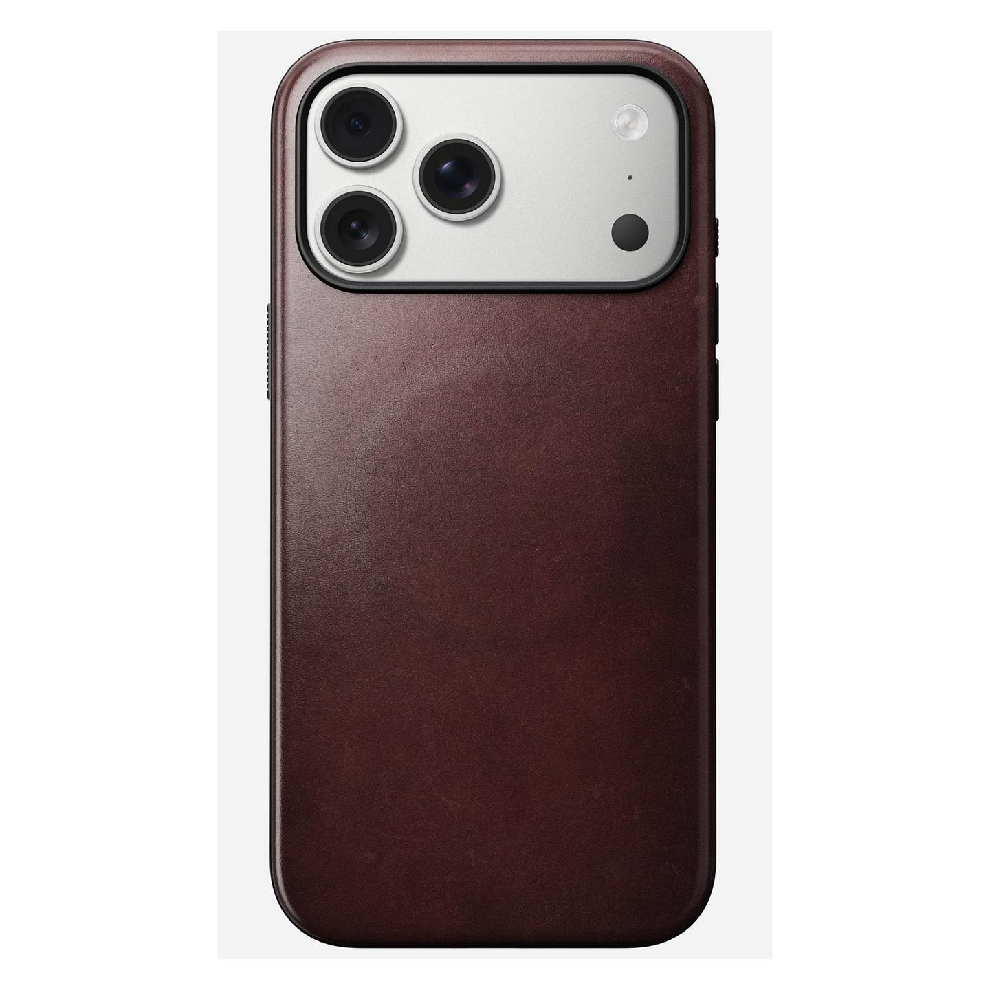 Case për Telefon Nomad Modern Leather Case, iPhone 17 Pro Max, Horween Leather, MagSafe, Qi2, Mbrojtje deri 2.4m - Bordo - 3