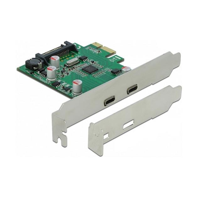 Kartë Zgjerimi PCI Express Delock 90493 / PCIe 2.0 x1 / 2x USB Type-C / USB 5Gbps / Low Profile