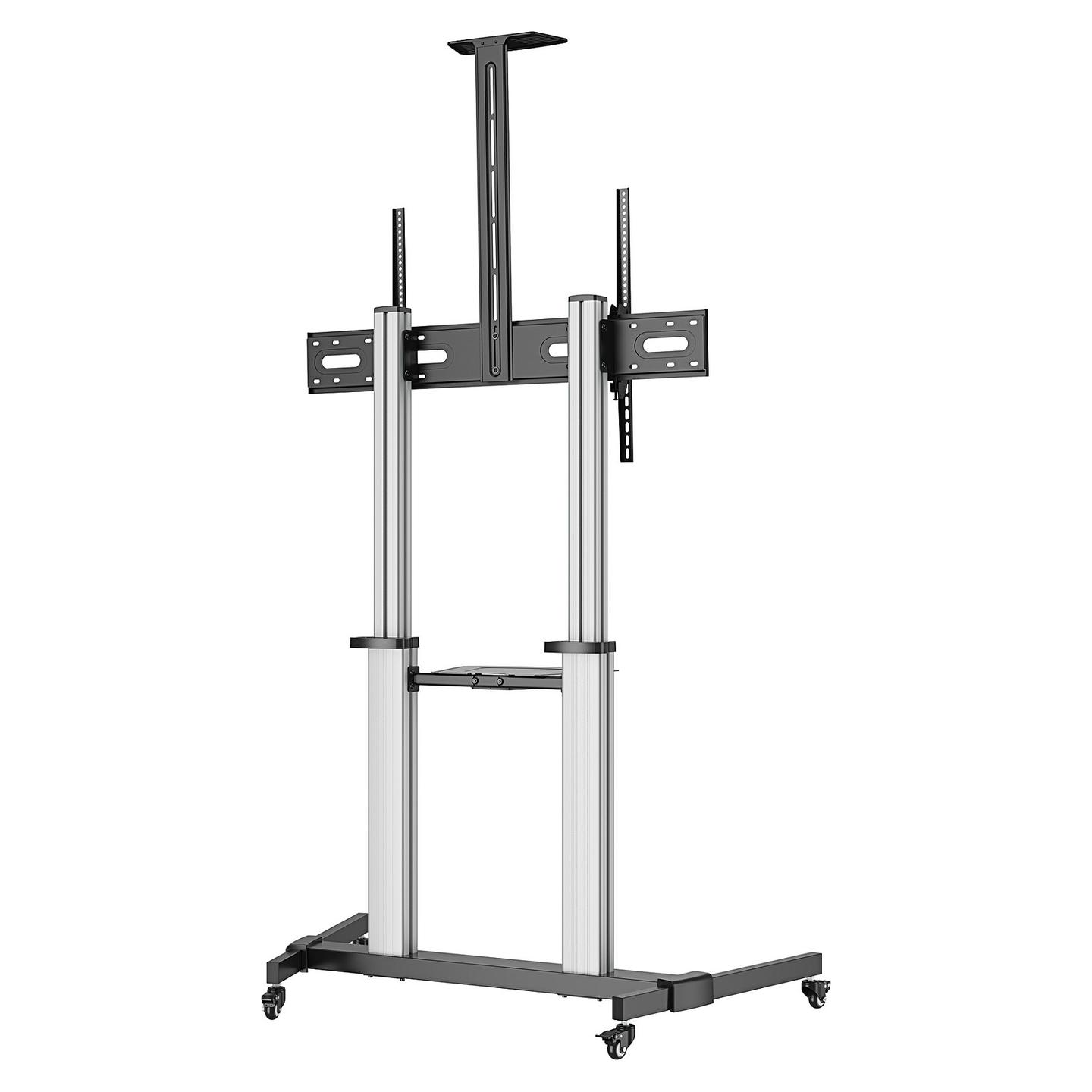 Mbajtëse për TV Manhattan 462563, 60–100", VESA deri në 1000×600mm, 80kg, Lartësi e Rregullueshme, me Rrota - Argjend/Zezë - 4