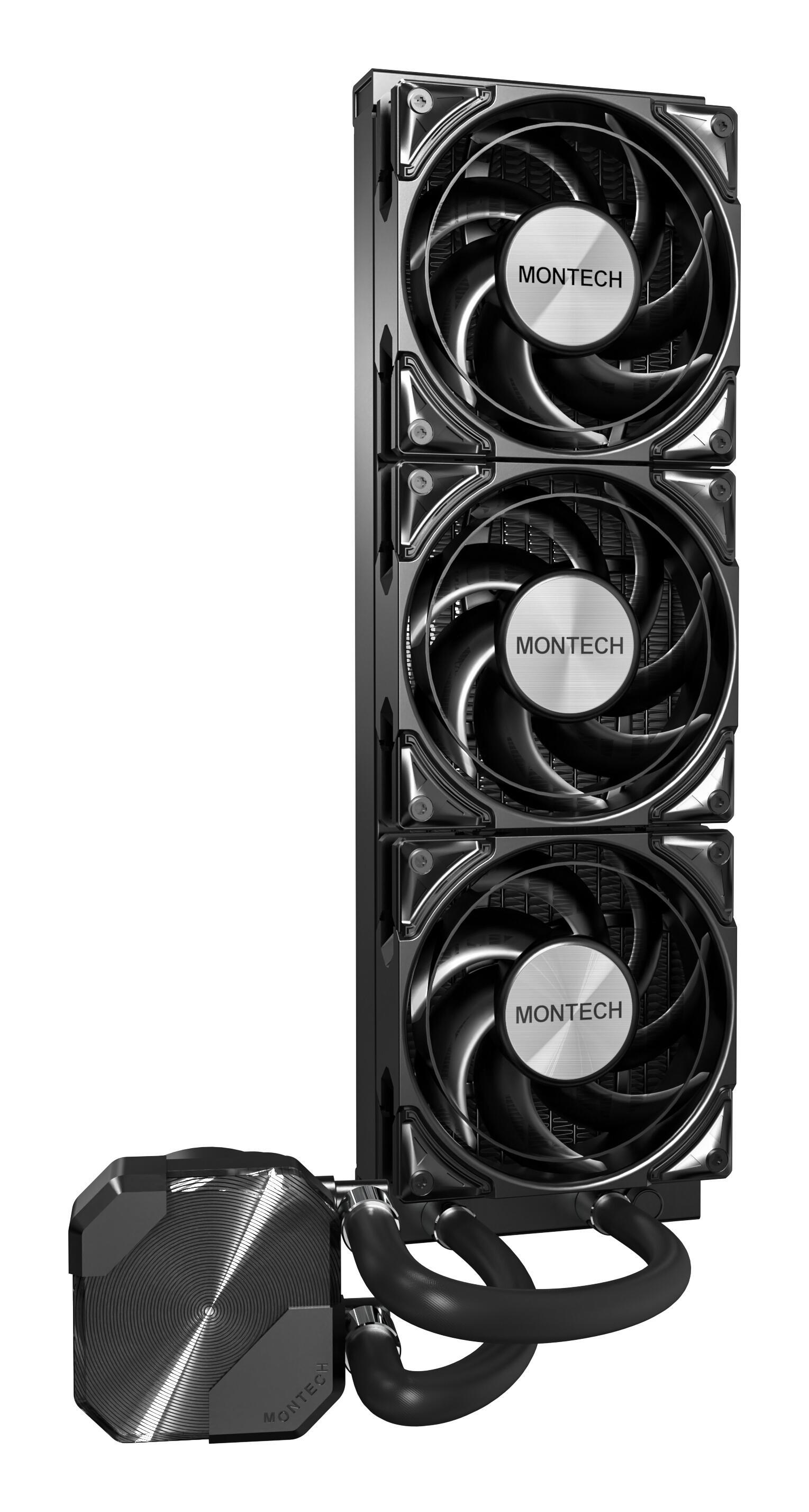 Ftohës me ujë për procesor Montech HyperFlow Silent 360 / 360mm / 3x 120mm Fan / 800-2200 RPM – Zezë - 2