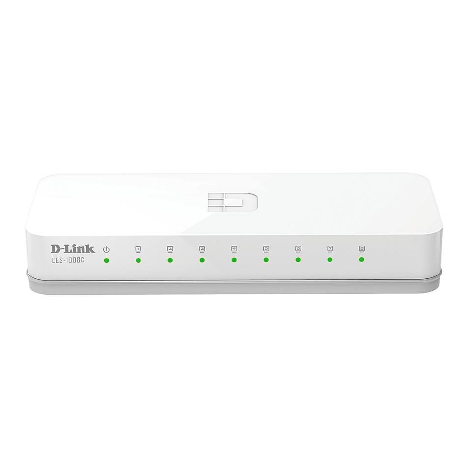 Switch D-Link DES-1008C/E, 8x Fast Ethernet RJ45, 10/100Mbps, 1.6Gbps - Bardhë