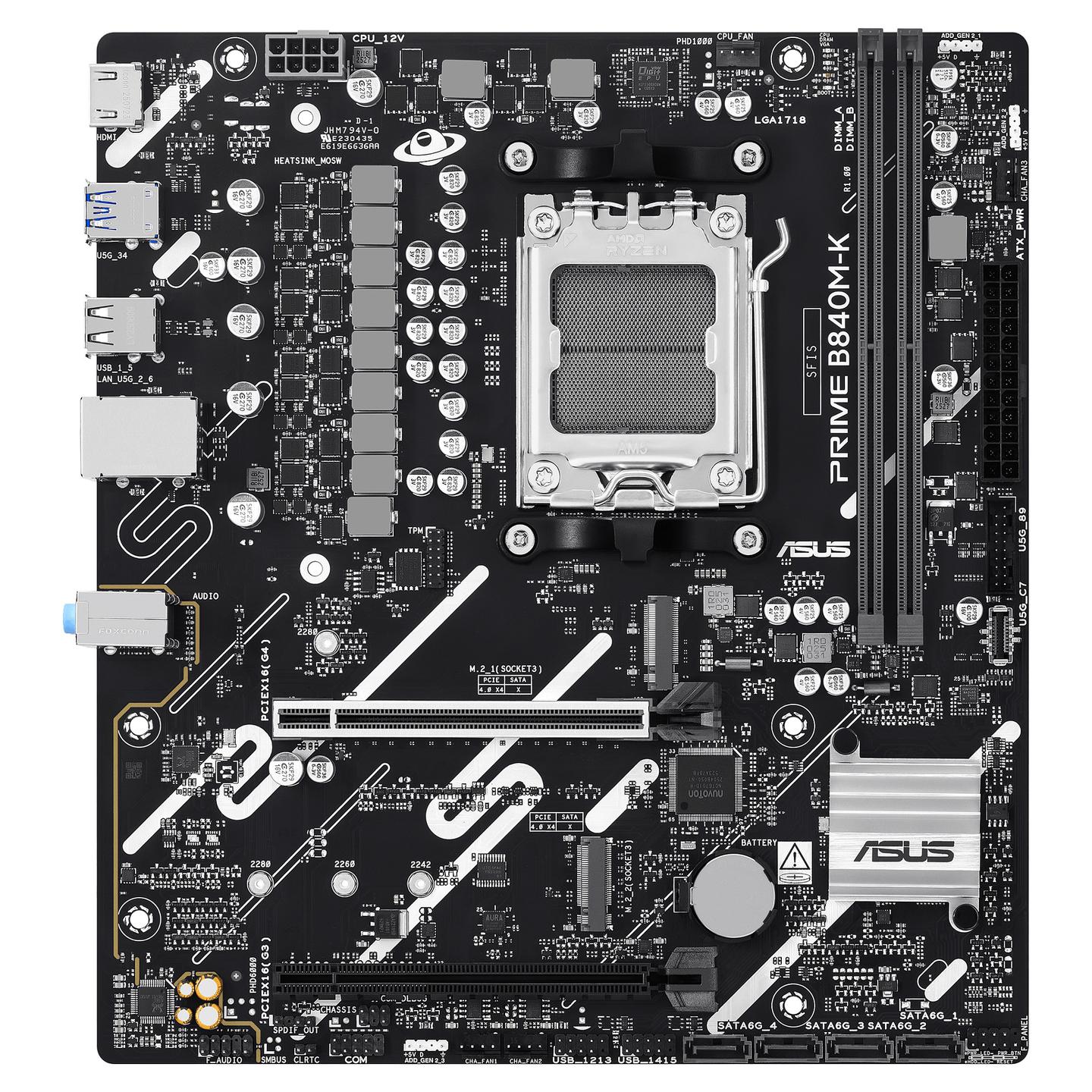 Pllakë Amë MB AMD ASUS PRIME B840M-K, AM5, B840, DDR5, mATX, 2.5GbE LAN, HDMI