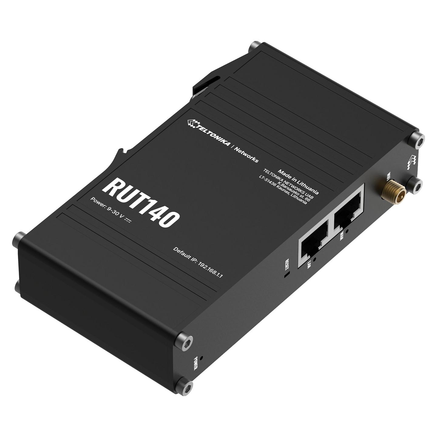 Teltonika, RUT140, Ruter Industrial, Wi-Fi 4, 2.4 GHz, 1× WAN + 1× LAN 10/100 Mbps, Montim DIN Rail – Zezë