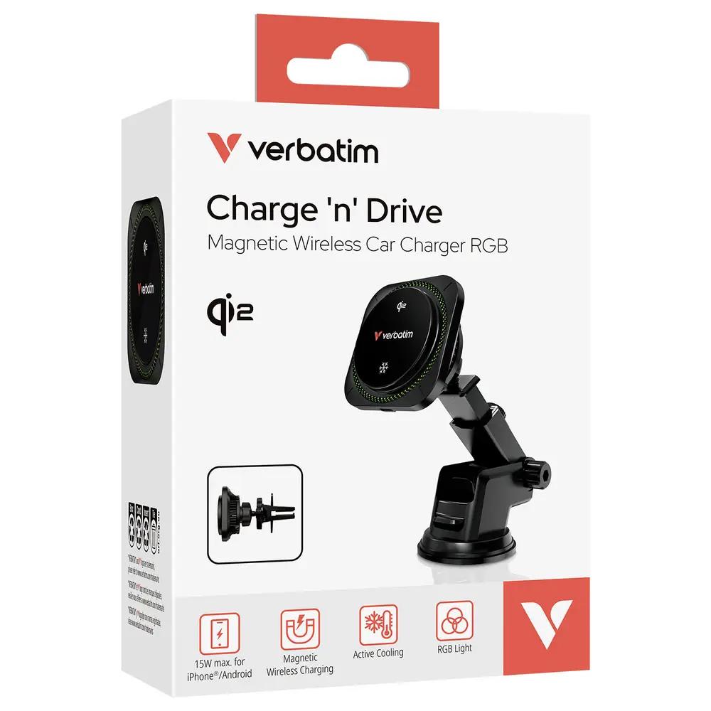 Adapter Telefoni për Veturë Verbatim CND-01, Karikim Wireless Qi2, Magnetic, 15W, USB-C, Kabllo 1m - Zezë - 4