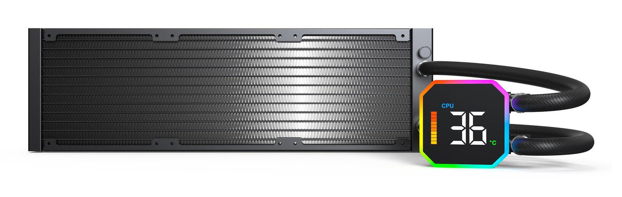 Ftohës me ujë për procesor Montech HyperFlow Digital 360 / 360mm / 3x 120mm ARGB Fan / 800-2200 RPM / Digital Display – Zezë - 5