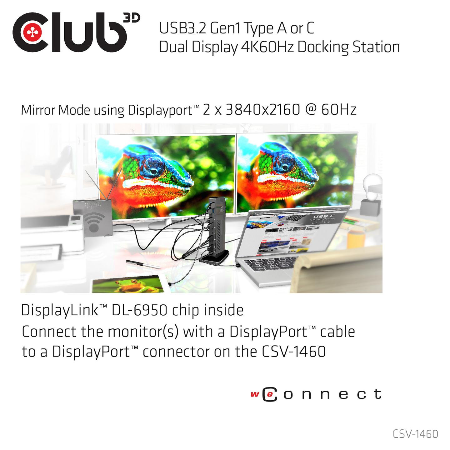 Docking Station Club 3D CSV-1460 / USB 3.2 Gen 1 / 2x DisplayPort / 6x USB-A / Gigabit Ethernet / Audio - Zezë - 6