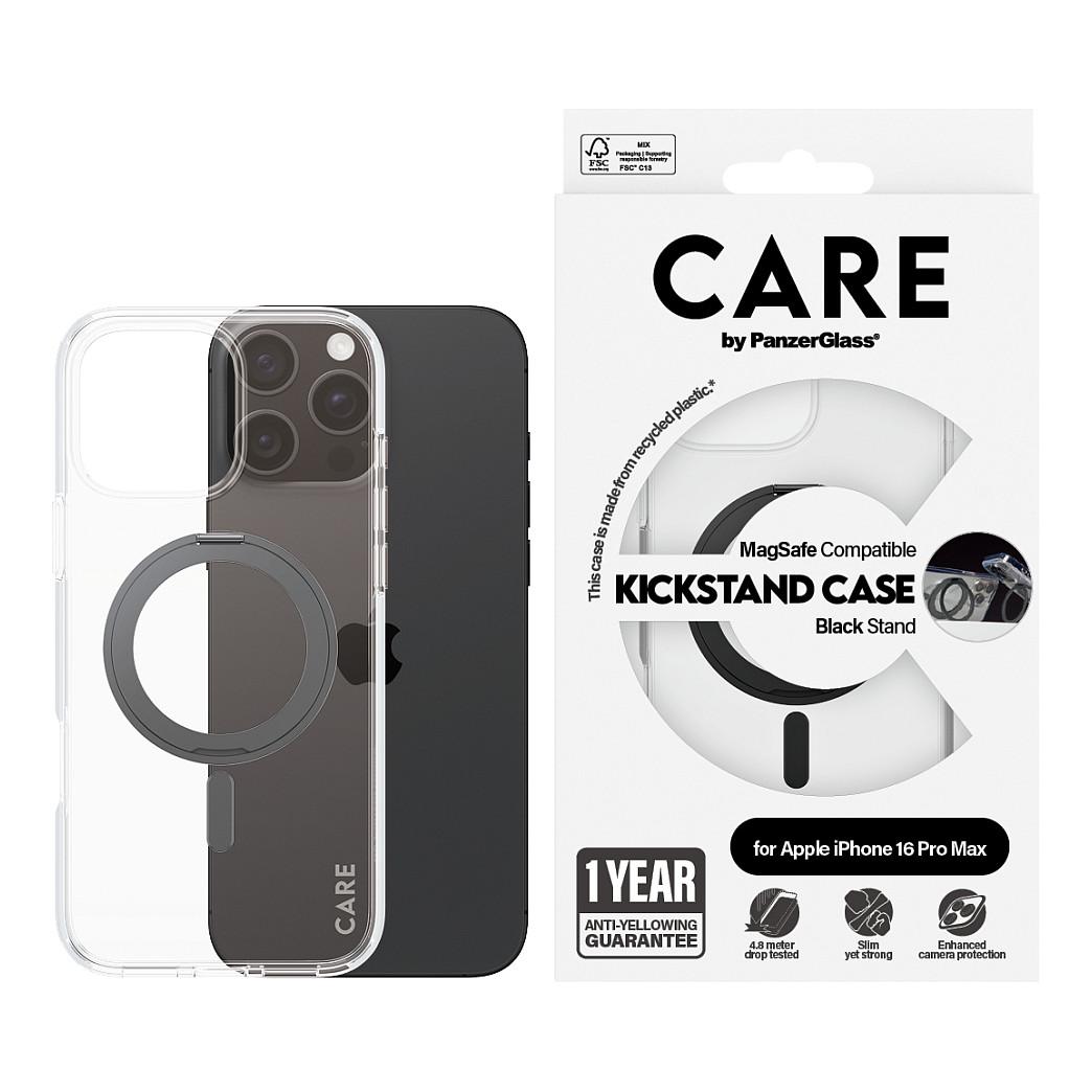 Case për Telefon CARE by PanzerGlass Feature, iPhone 16 Pro Max, Kickstand 360°, MagSafe – Transparent - 2