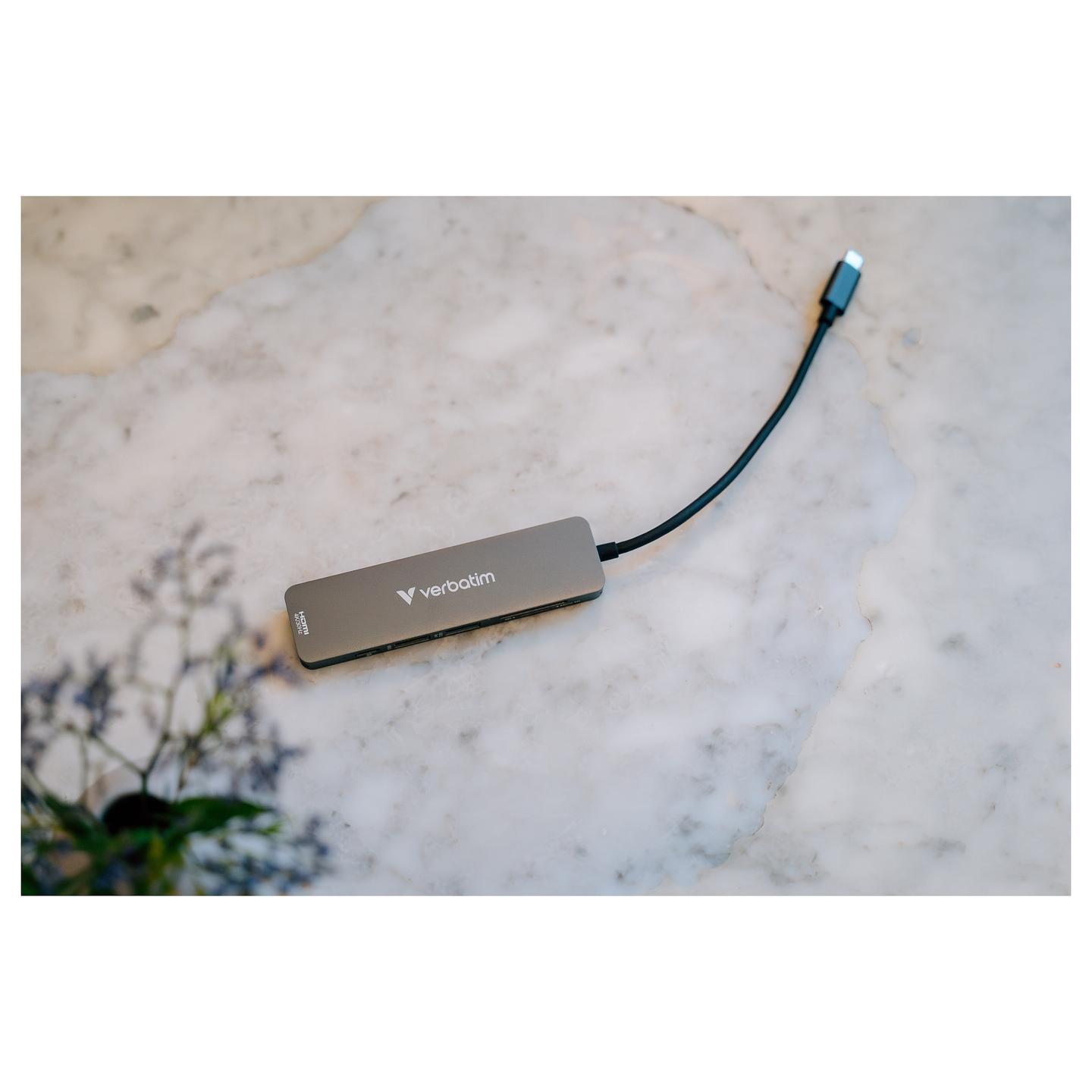 Hub USB-C Verbatim 32156, 6 Porta, HDMI 4K 30Hz, USB-A 3.2 Gen 1, USB-A 2.0, USB-C PD 100W, SD, microSD – Gri - 6