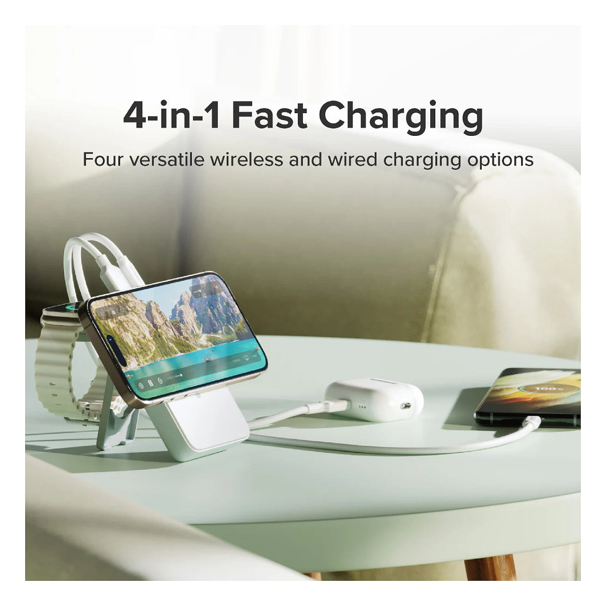 Powerbank ALOGIC Lift 4-in-1 / 10.000mAh / Wireless 15W / Apple Watch 3W / USB-C 18W / USB-A 18W / MagSafe – Bardhë - 2