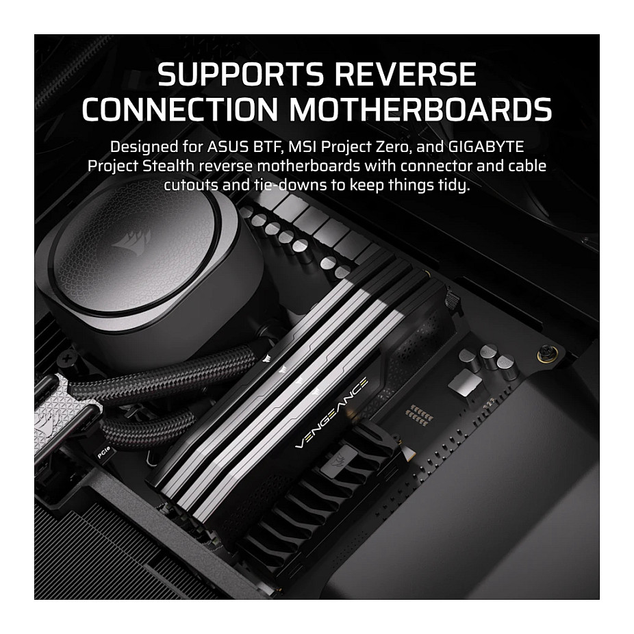 Kasë PC Corsair FRAME 5000D WOOD RS / Mid Tower / E-ATX / 2x 200mm + 1x 140mm Fan / Tempered Glass / Wood / 420mm Radiator - Zezë - 10